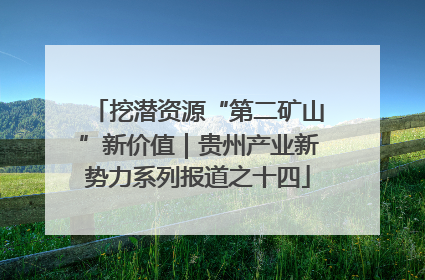 挖潜资源“第二矿山”新价值｜贵州产业新势力系列报道之十四